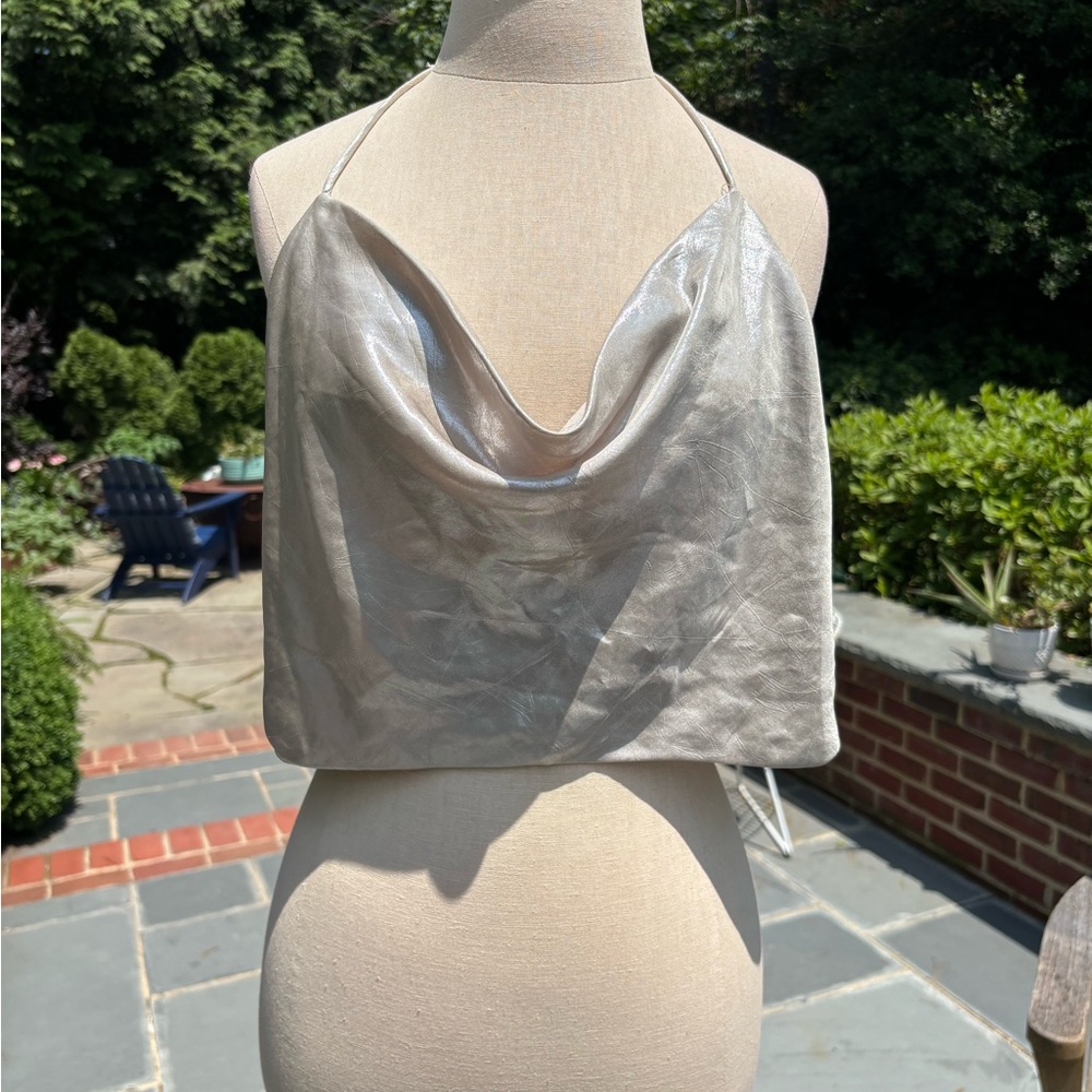 Elegant Silver Halter Top